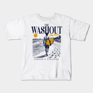 Vintage Surfing The Washout at Folly Beach, South Carolina // Retro Surfer Sketch // Surfer's Paradise Kids T-Shirt